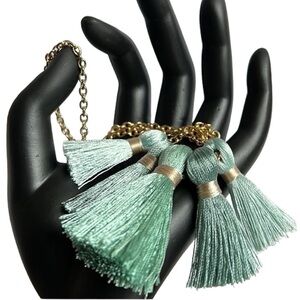 NWT Miss Ivory Pearl Tassel Necklace Golf Turquoise